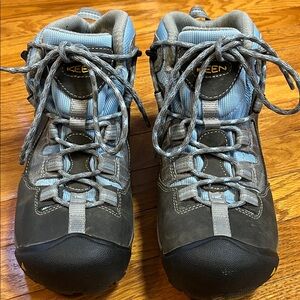 Keen Women’s Gray and Light Blue Mid-Top Hiking Boots
